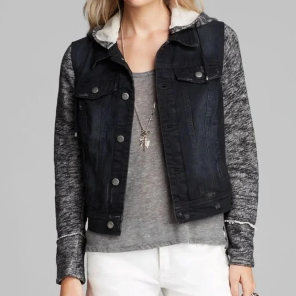 Free People | Knit Hooded Denim Jacket - Picture 11 of 11